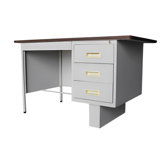 ASTRUM Single Pedestal Desk with Block Leg & Black Linoleum Top