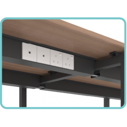 MYND 6-Cluster Workstation with Mobile Pedestal and Mesh Chairs