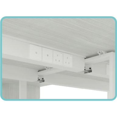 MYND L-Shape 4-Cluster Workstation with Fixed Pedestal and Mesh Chairs