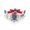 MYND L-Shape 4-Cluster Workstation with Fixed Pedestal and Mesh Chairs