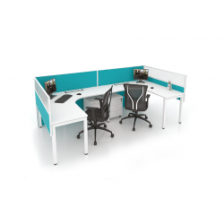 MYND L-Shape Cluster Desk with Mobile Pedestal and Mesh Chairs