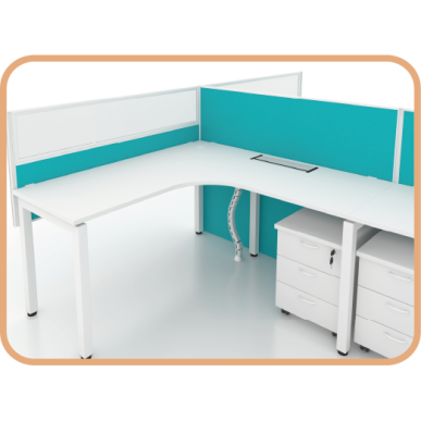 MYND L-Shape Cluster Desk with Mobile Pedestal and Mesh Chairs