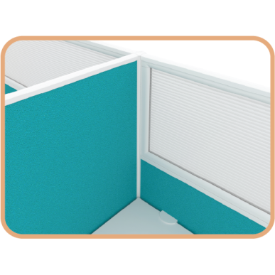 MYND L-Shape Cluster Desk with Mobile Pedestal and Mesh Chairs