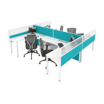 MYND L-Shape Cluster Desk with Mobile Pedestal and Mesh Chairs