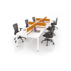 MYND 6-Unit Workstation with Full Fabric Partitions