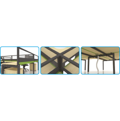 MYND L-Shape 4-Workstation Cluster with Half Glass Partition