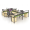 MYND L-Shape 4-Workstation Cluster with Half Glass Partition