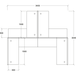 MYND L-Shape 4-Workstation Cluster with Half Polycarbonate Partition