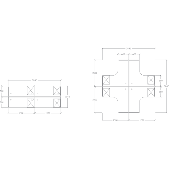  L-Shape and Rectangular Cluster Workstation