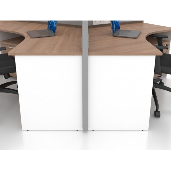 120 Degree Cluster of 9 Workstations with Whiteboard and Fabric Partitions