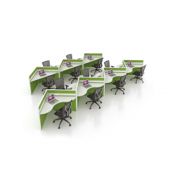 Zig Zag Cluster of 12 Workstations with Fabric Partitions