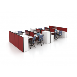 Cluster of 8 Workstation with Fabric and Glass Partitions