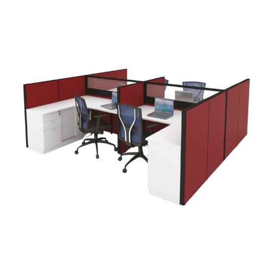 Cluster of 8 Workstation with Fabric and Glass Partitions