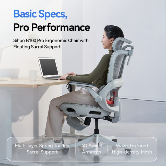 B100-PRO Ergonomic Highback Mesh Chair with Footrest