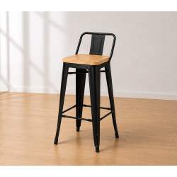 TOLIX Wooden Low Back Bar Chair (R)