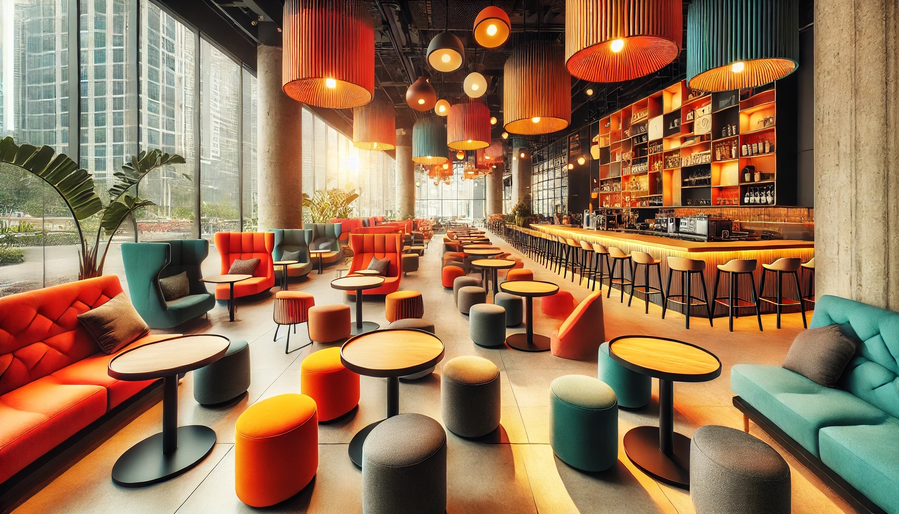 Modular and flexible furniture in cafe